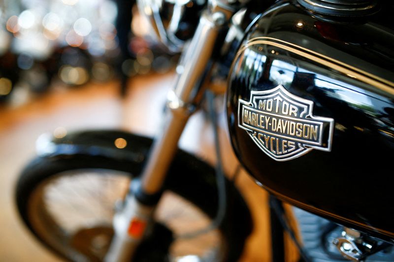 FILE PHOTO: Harley Davidson motorcycles are displayed for sale at