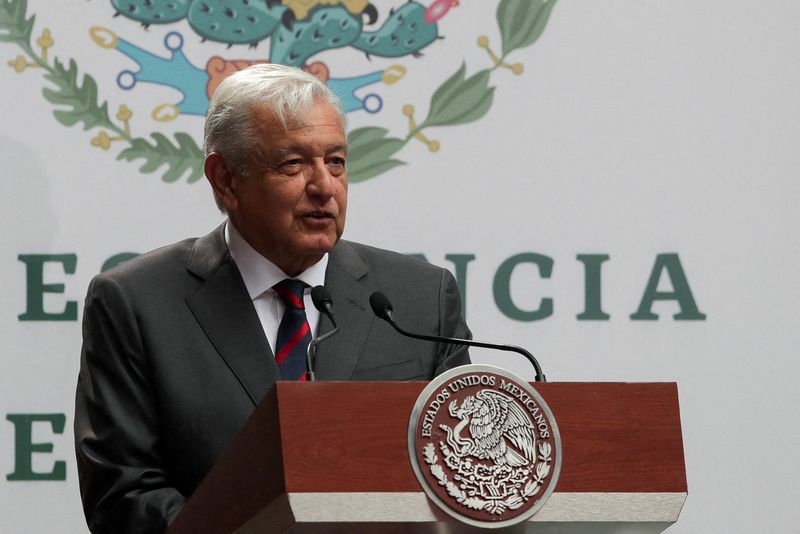FILE PHOTO: Mexican President Andres Manuel Lopez Obrador delivers a