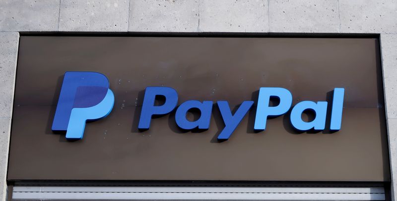 FILE PHOTO: The PayPal logo is seen at an office