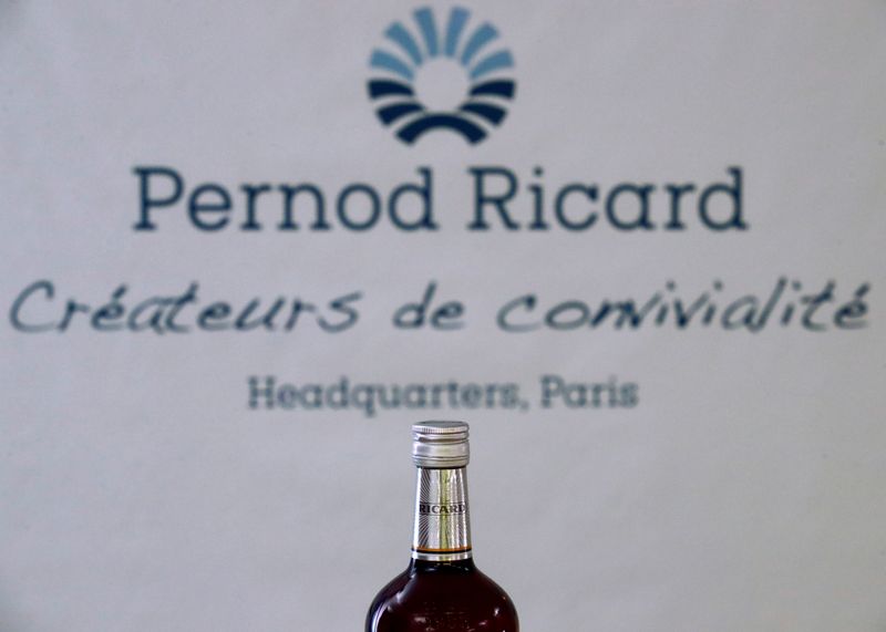 A logo is seen on a bottle of the Ricard