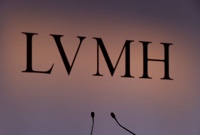 FILE PHOTO: A LVMH luxury group logo is seen prior