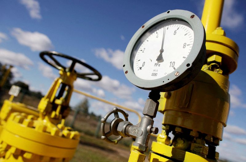 FILE PHOTO: A pressure gauge is pictured at a Gaz-System