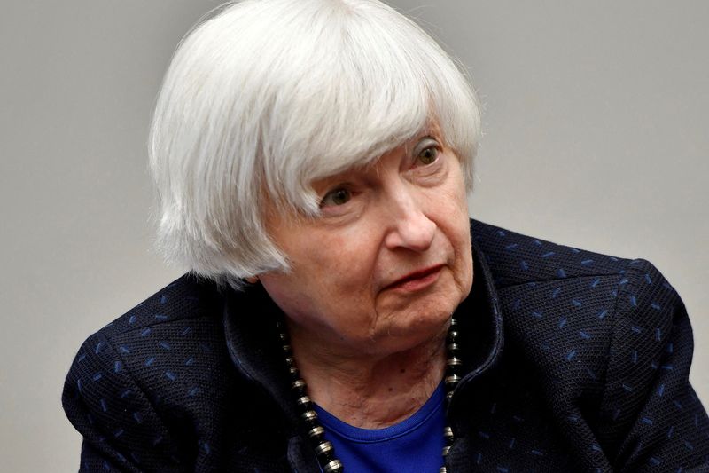 FILE PHOTO: U.S. Secretary of the Treasury Janet Yellen listens