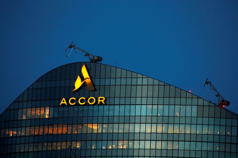 FILE PHOTO: The logo of French hotel operator AccorHotels is