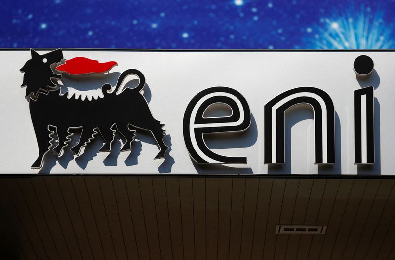 FILE PHOTO: The logo of Italian energy company Eni is