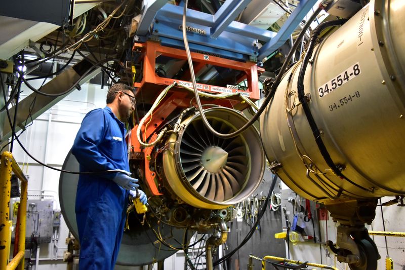 FILE PHOTO: An aircraft engine being tested at Honeywell Aerospace
