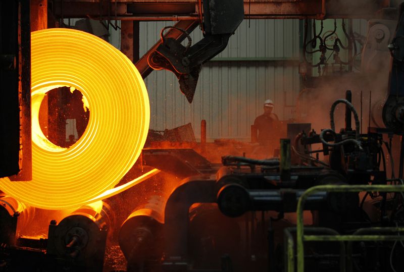 FILE PHOTO: A man works at Turkish steel manufacturer ISDEMIR