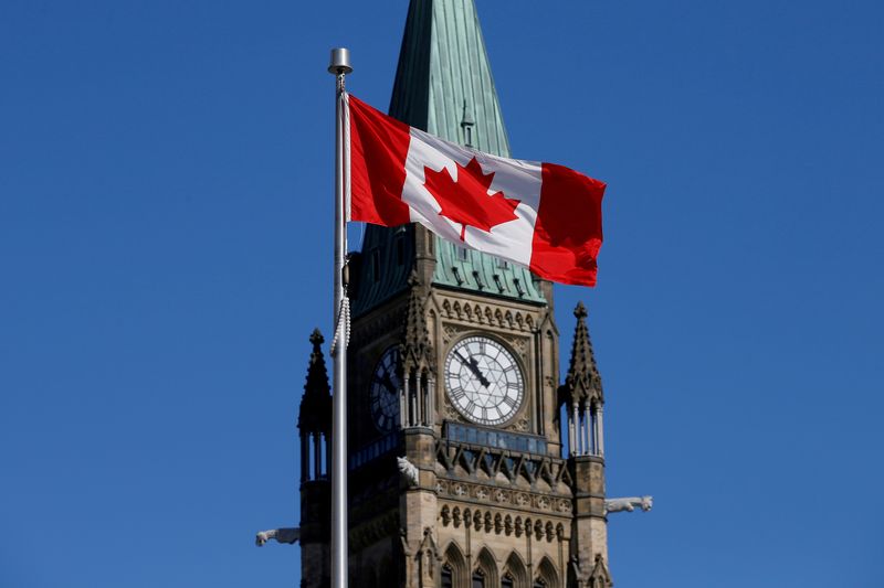 FILE PHOTO: FILE PHOTO: Canadian flag flies in front of