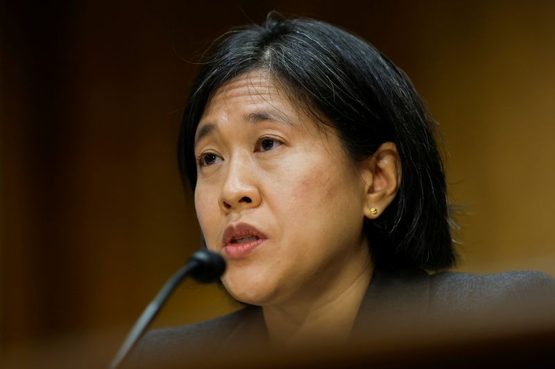 U.S. Trade Representative Tai testifies before a Senate Finance Committee