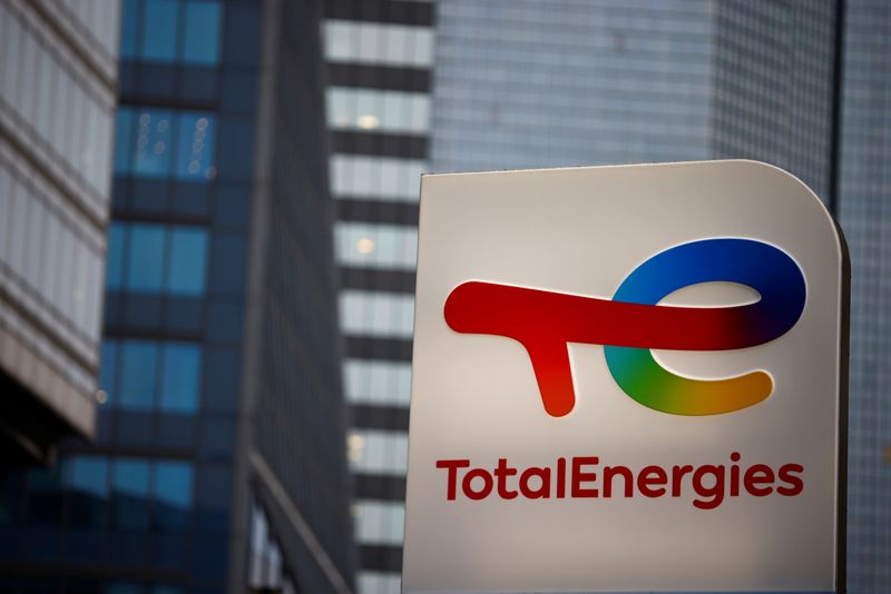The logo of French oil and gas company TotalEnergies is