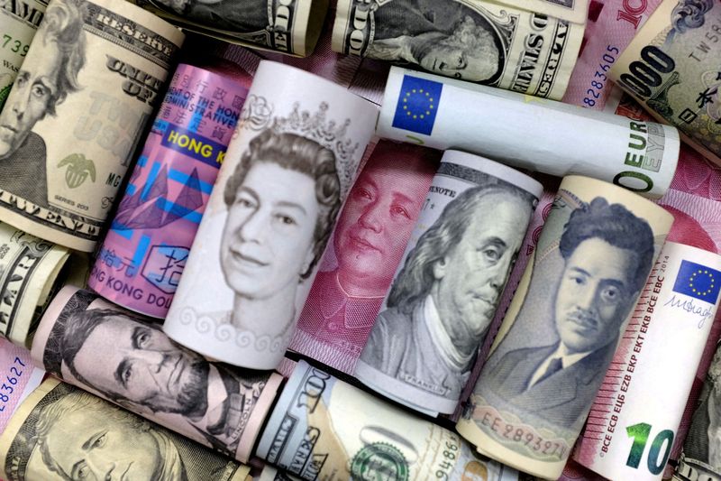 FILE PHOTO: Euro, Hong Kong dollar, U.S. dollar, Japanese yen,