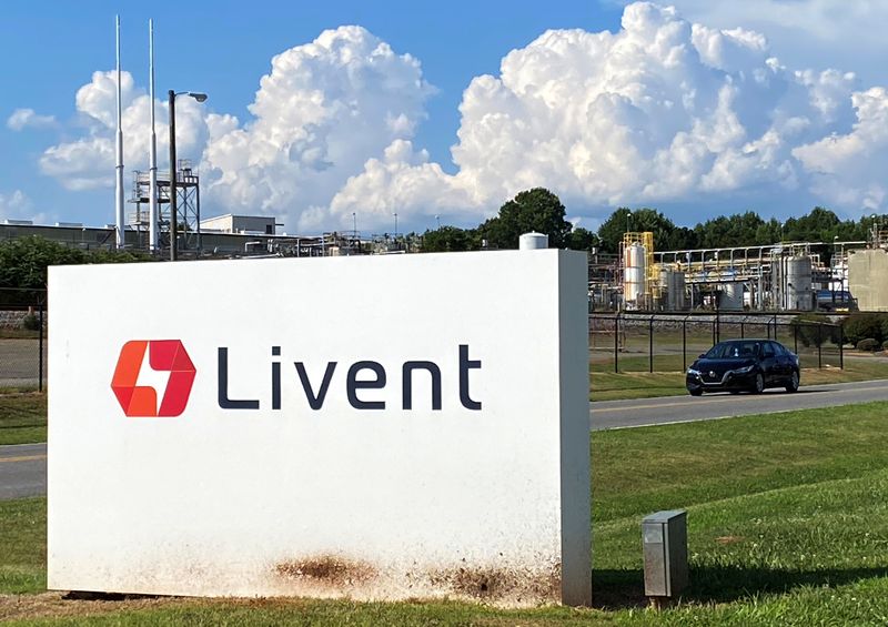 Lithium producer Livent Corp’s processing plant is seen in Belmont