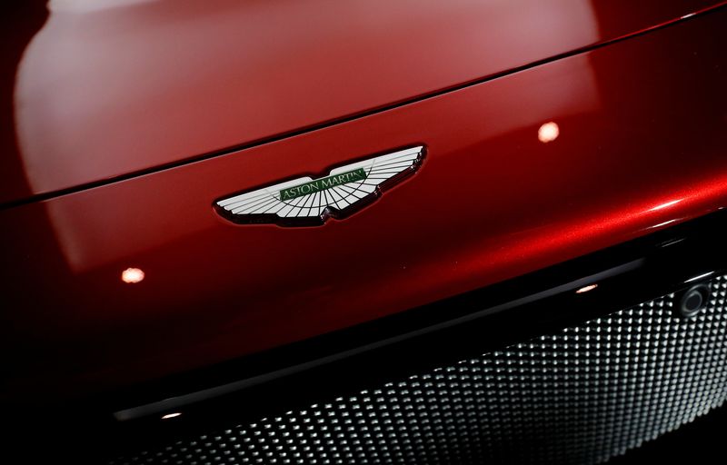 A company logo is seen on the new Aston Martin