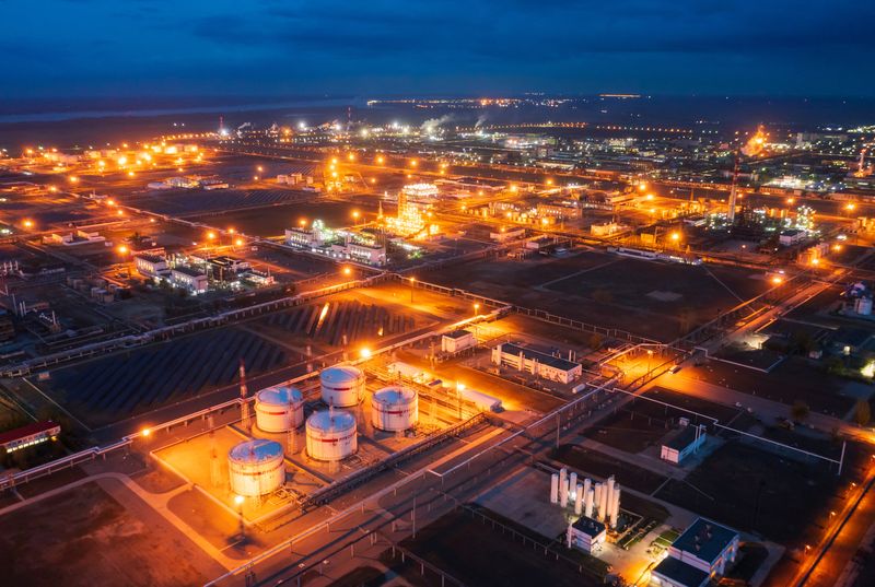 A general view shows the oil refinery of the Lukoil