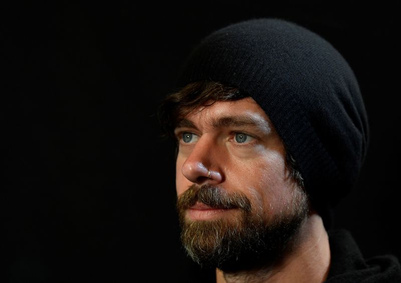 Dorsey, co-founder of Twitter and fin-tech firm Square, sits for
