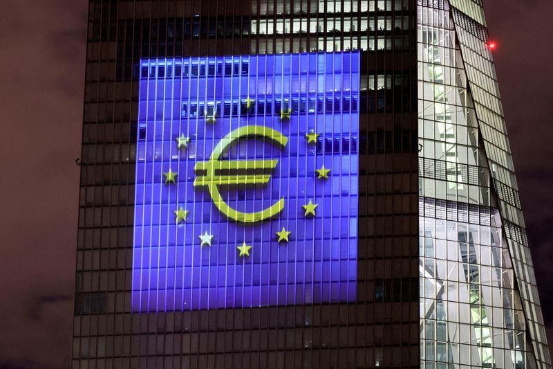 FILE PHOTO: Preview of the illumination at ECB headquarters for