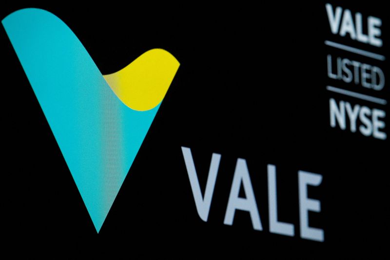 FILE PHOTO: Brazilian mining company Vale SA logo and trading