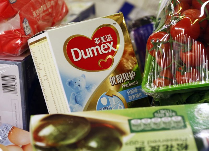 A box of Dumex milk powder product of Danone is