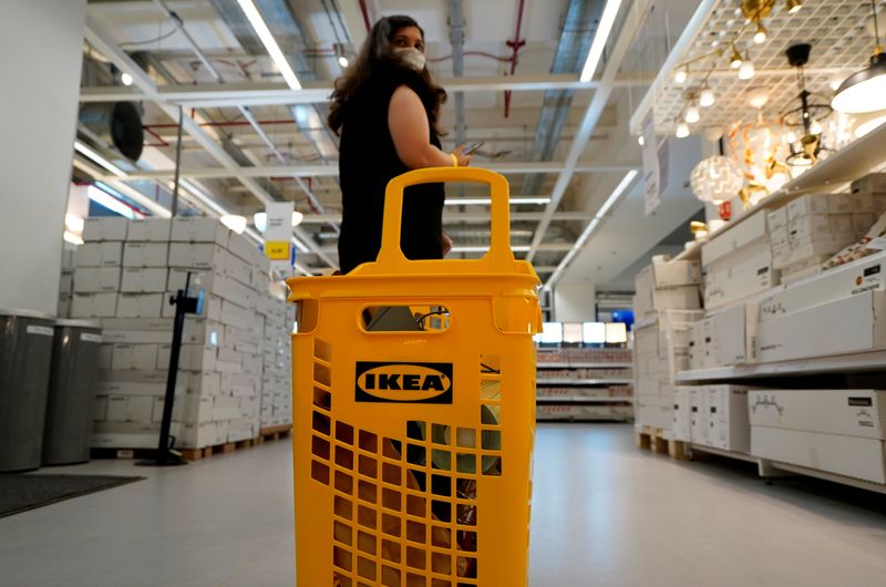 A woman shops inside IKEA’s first city store in Mumbai