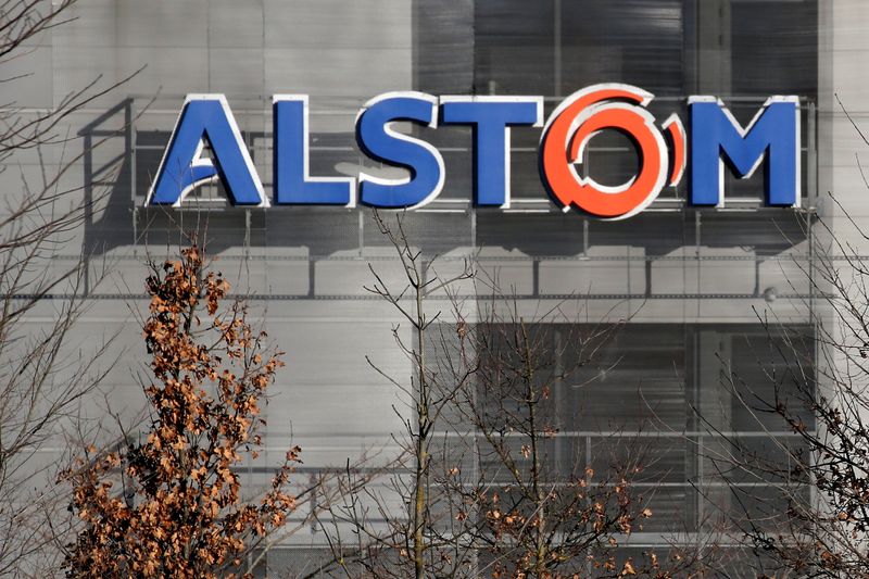 FILE PHOTO: A logo of Alstom is seen at the