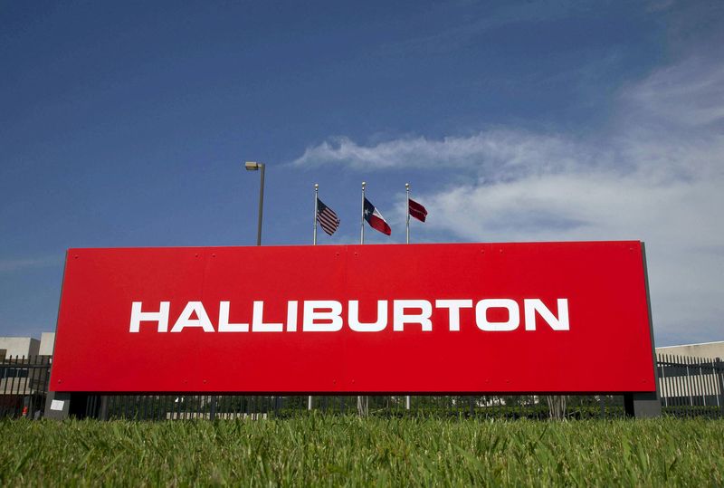 FILE PHOTO: The company logo of Halliburton oilfield services corporate