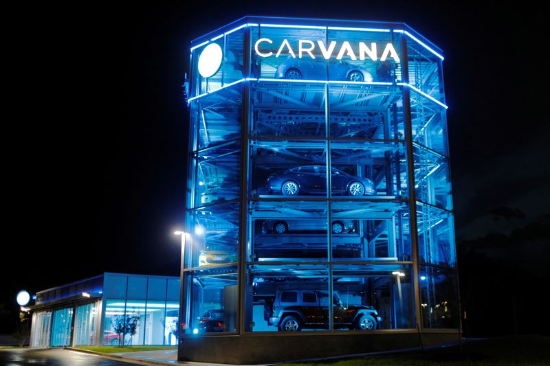 FILE PHOTO: Vehicles are displayed at a Carvana dealership in