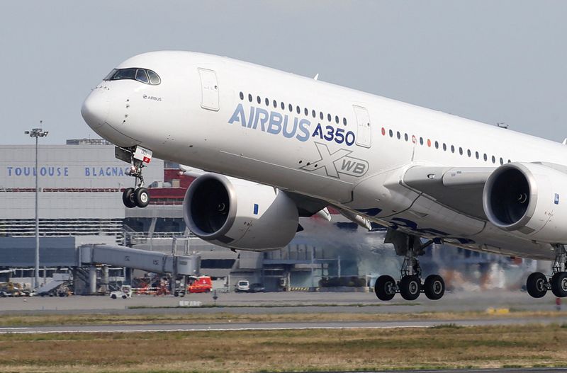 FILE PHOTO: An Airbus A350 takes off at the aircraft