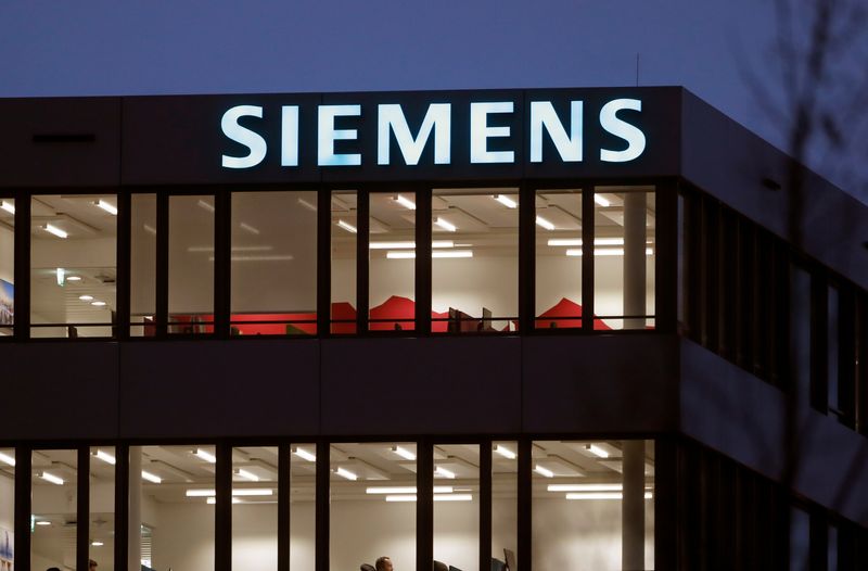 The logo of German industrial group Siemens is seen in