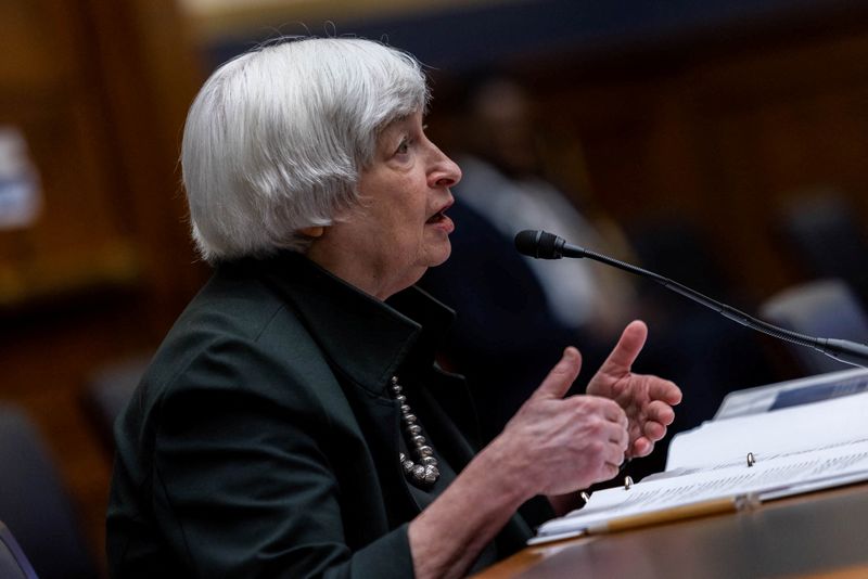 U.S. Treasury Secretary Janet Yellen testifies during a U.S. House