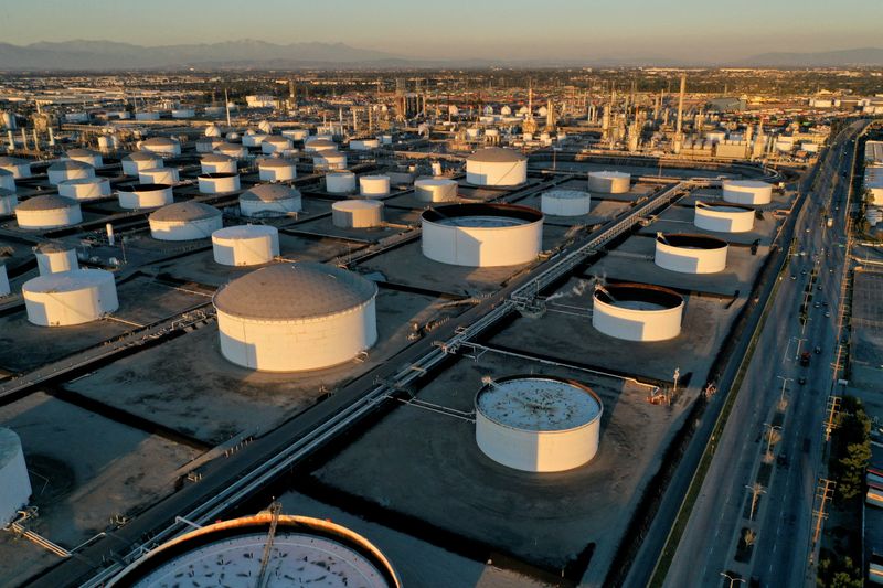 Storage tanks at Marathon Petroleum’s Los Angeles Refinery in Carson,