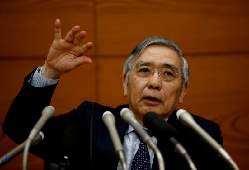 FILE PHOTO: Bank of Japan Governor Haruhiko Kuroda speaks at