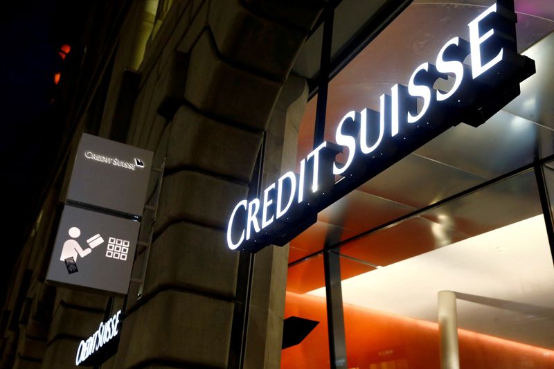 FILE PHOTO: The logo of Swiss bank Credit Suisse is