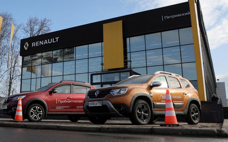 FILE PHOTO: Renault cars are parked outside a showroom in