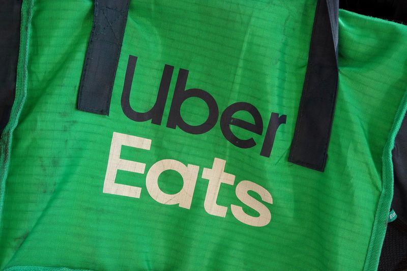 FILE PHOTO: An Uber Eats delivery bag is seen on