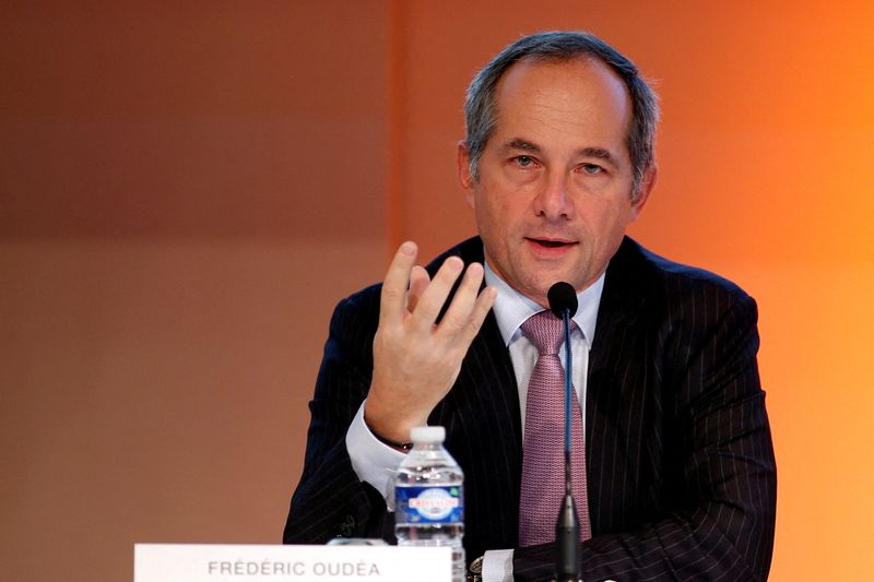 FILE PHOTO: French bank Societe Generale CEO Frederic Oudea attends