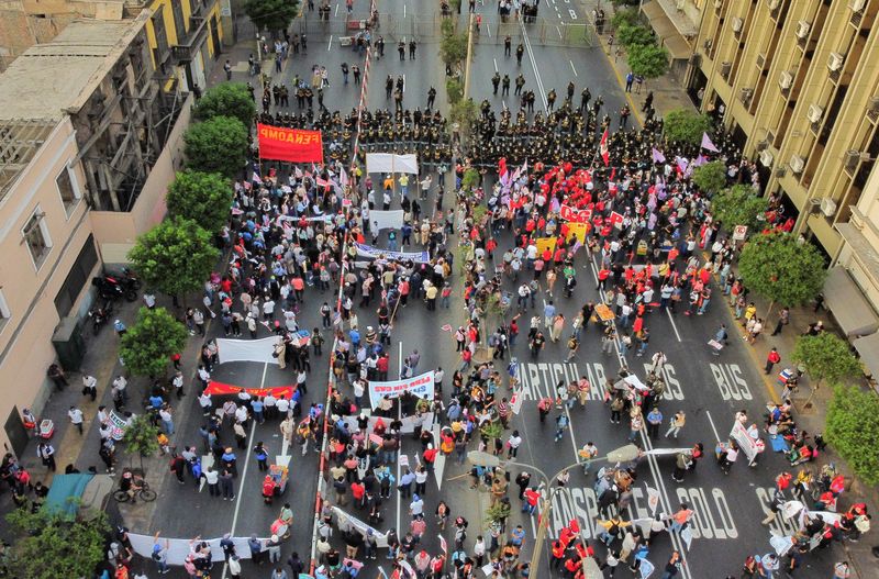 FILE PHOTO: Protest against the government of Peru’s President Pedro