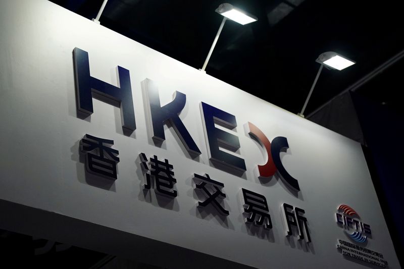 FILE PHOTO: HKEX sign is seen at the 2020 China