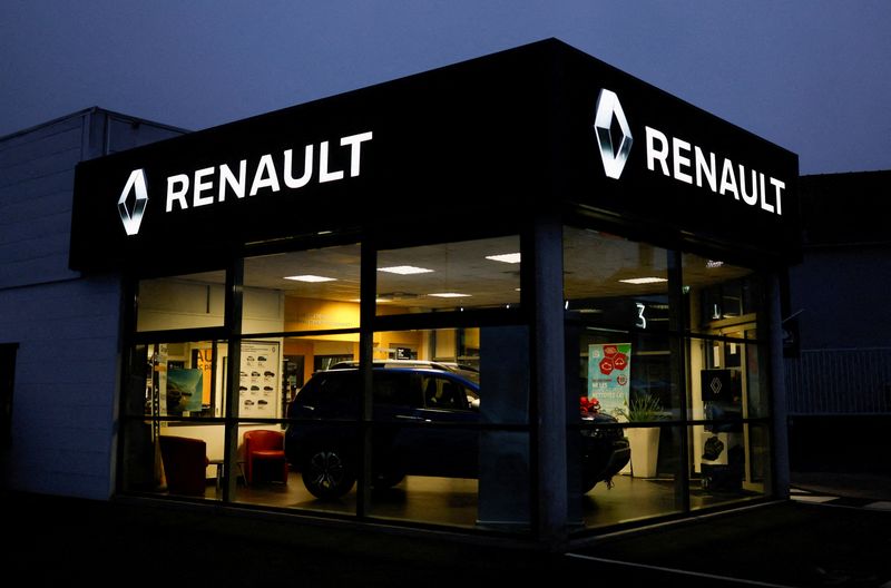 FILE PHOTO: The logo of Renault is pictured at a