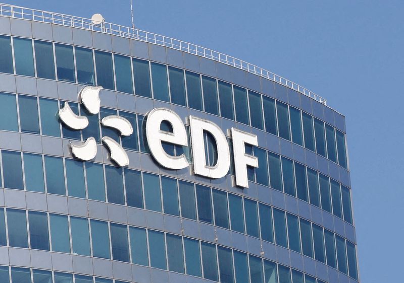 FILE PHOTO: The logo of Electricite de France SA (EDF)