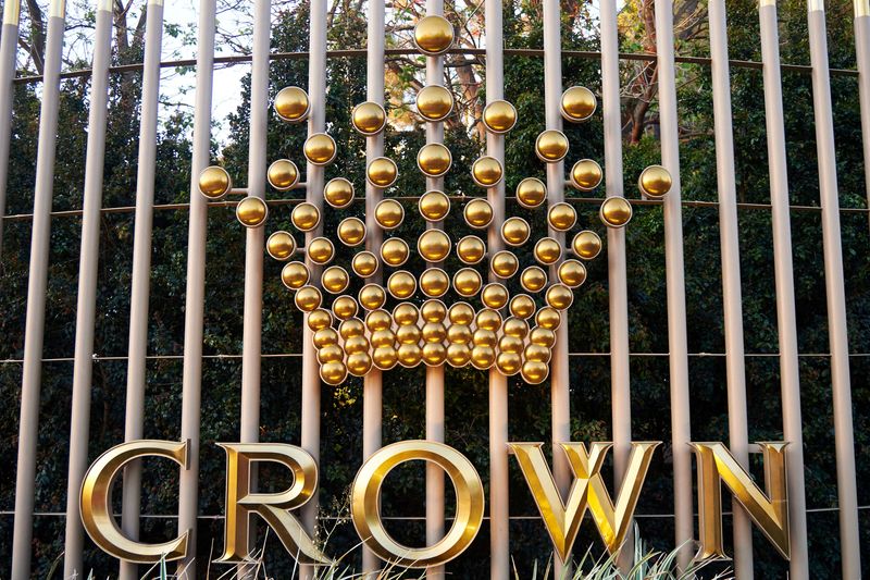 FILE PHOTO: The logo of Australian casino operator Crown Resorts