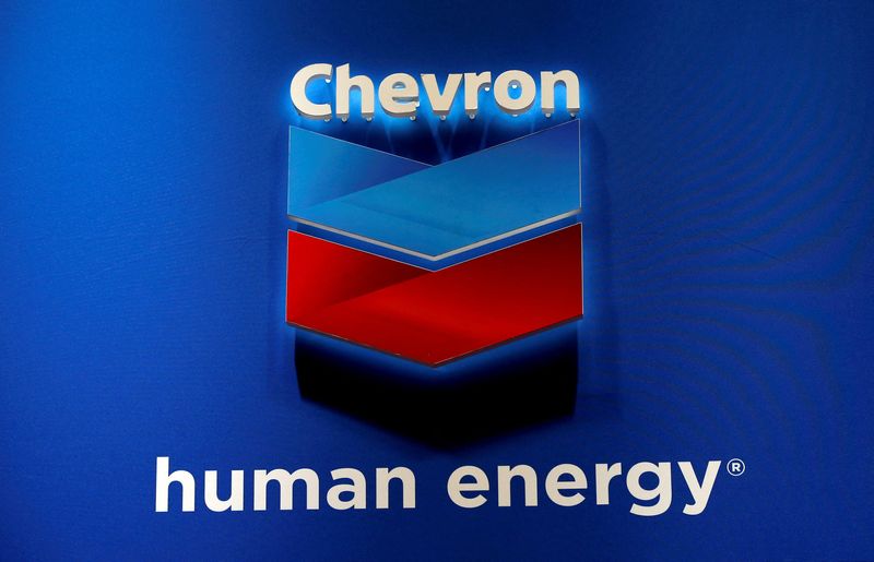 FILE PHOTO: The logo of Chevron Corp is seen in