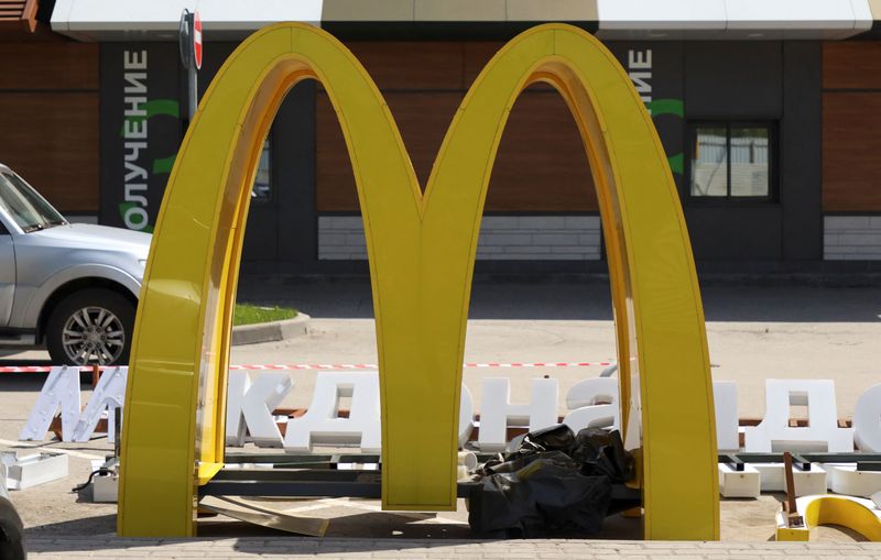 A view shows the dismantled McDonald’s outside Moscow