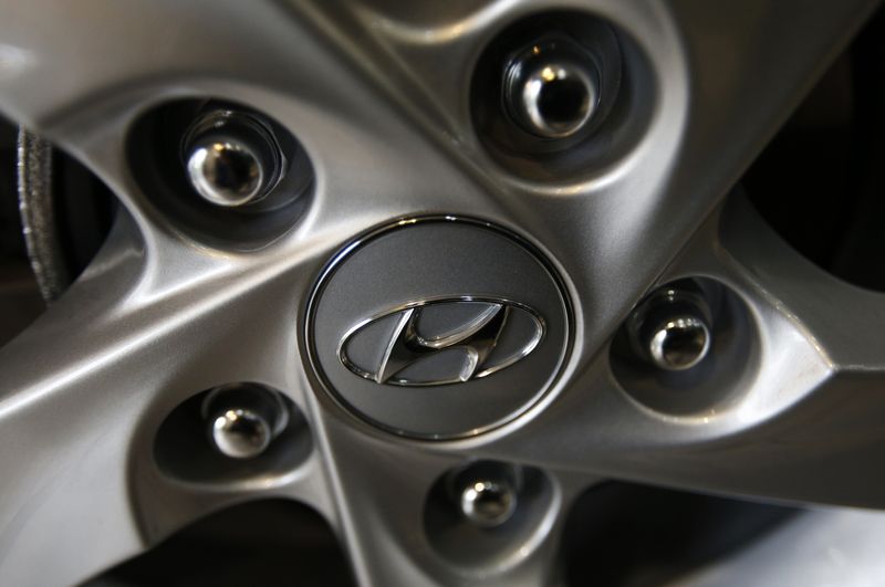The logo of Hyundai Motor Co. is seen on a