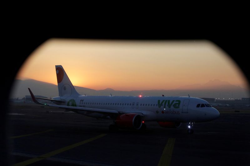 FILE PHOTO: A VivaAerobus aircraft sits on the tarmac as