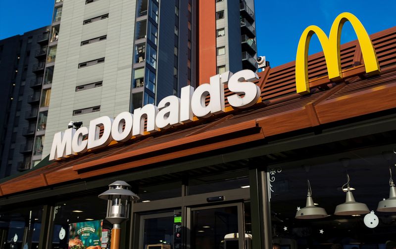 McDonald’s company logo is seen on the front of a