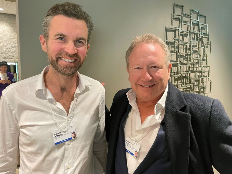 Founder of Australia’s Fortescue Metals Group Andrew Forrest poses together