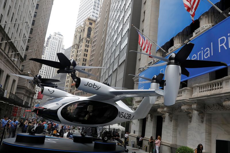 FILE PHOTO: A Joby Aviation Air Taxi is seen outside