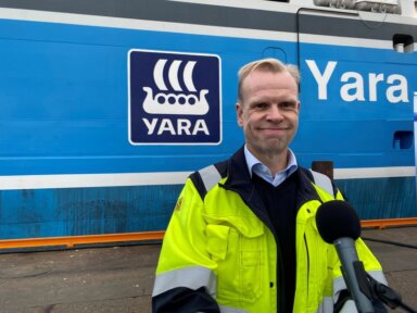 FILE PHOTO: Yara Birkeland, the world’s first fully electric and