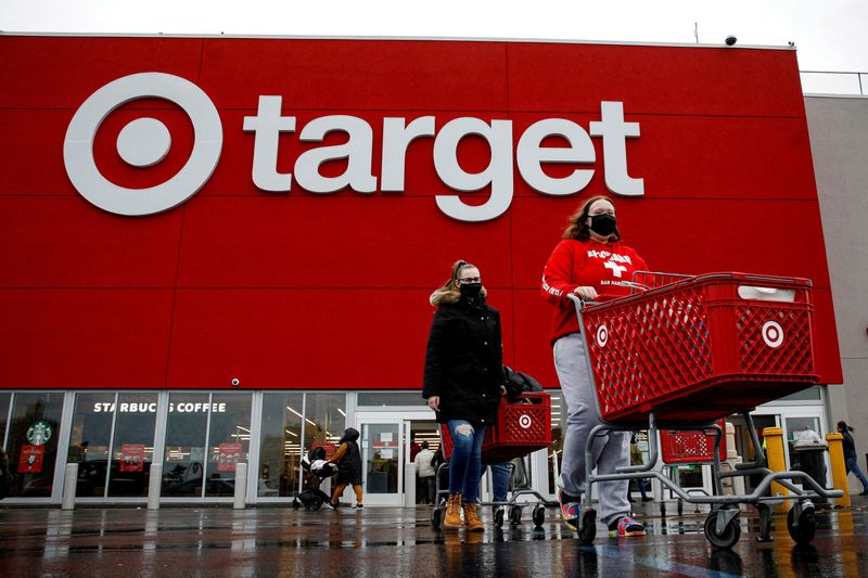 FILE PHOTO: Shoppers exit a Target store during Black Friday
