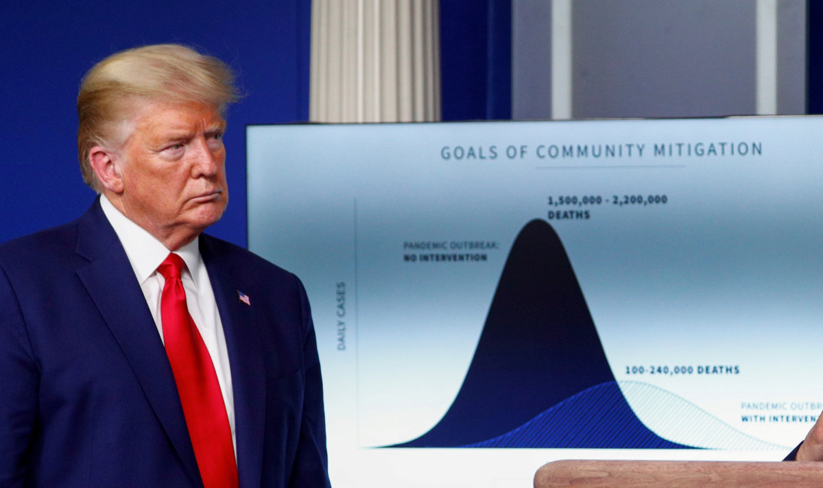FILE PHOTO: U.S. President Trump leads daily coronavirus response briefing